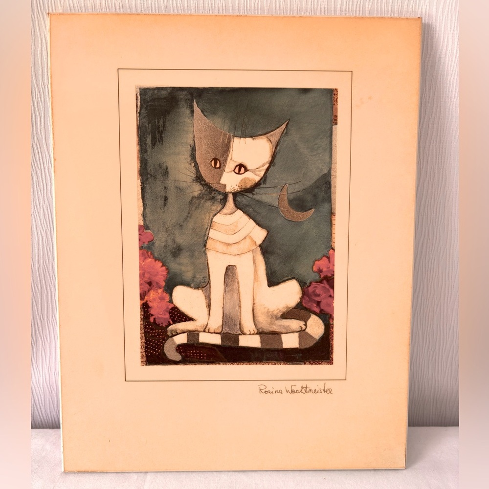 Vintage Rosina Watchmeister Moon Cat Print